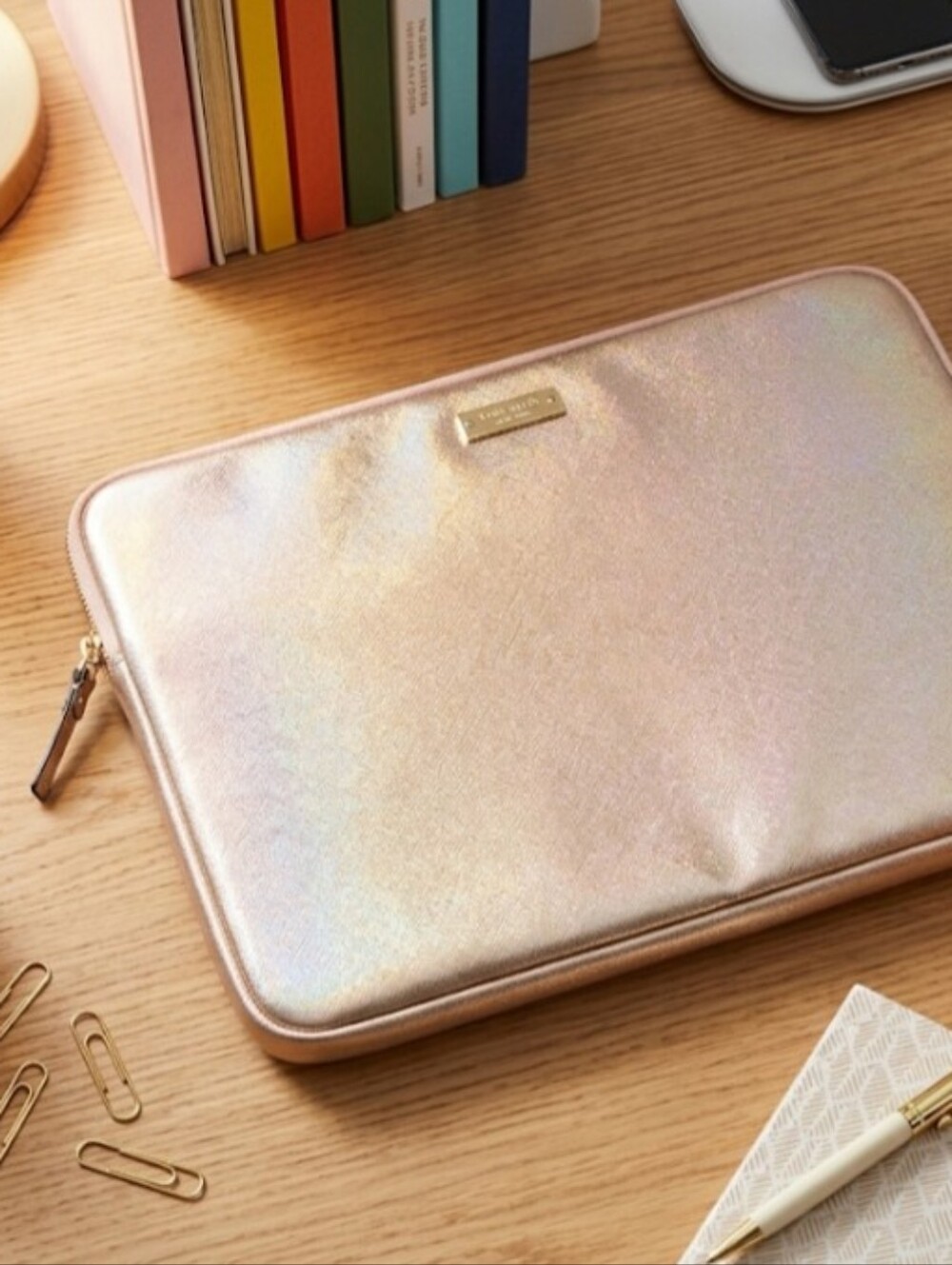 Kate Spade Metallic Rose Gold Padded Laptop/Tablet Sleeve